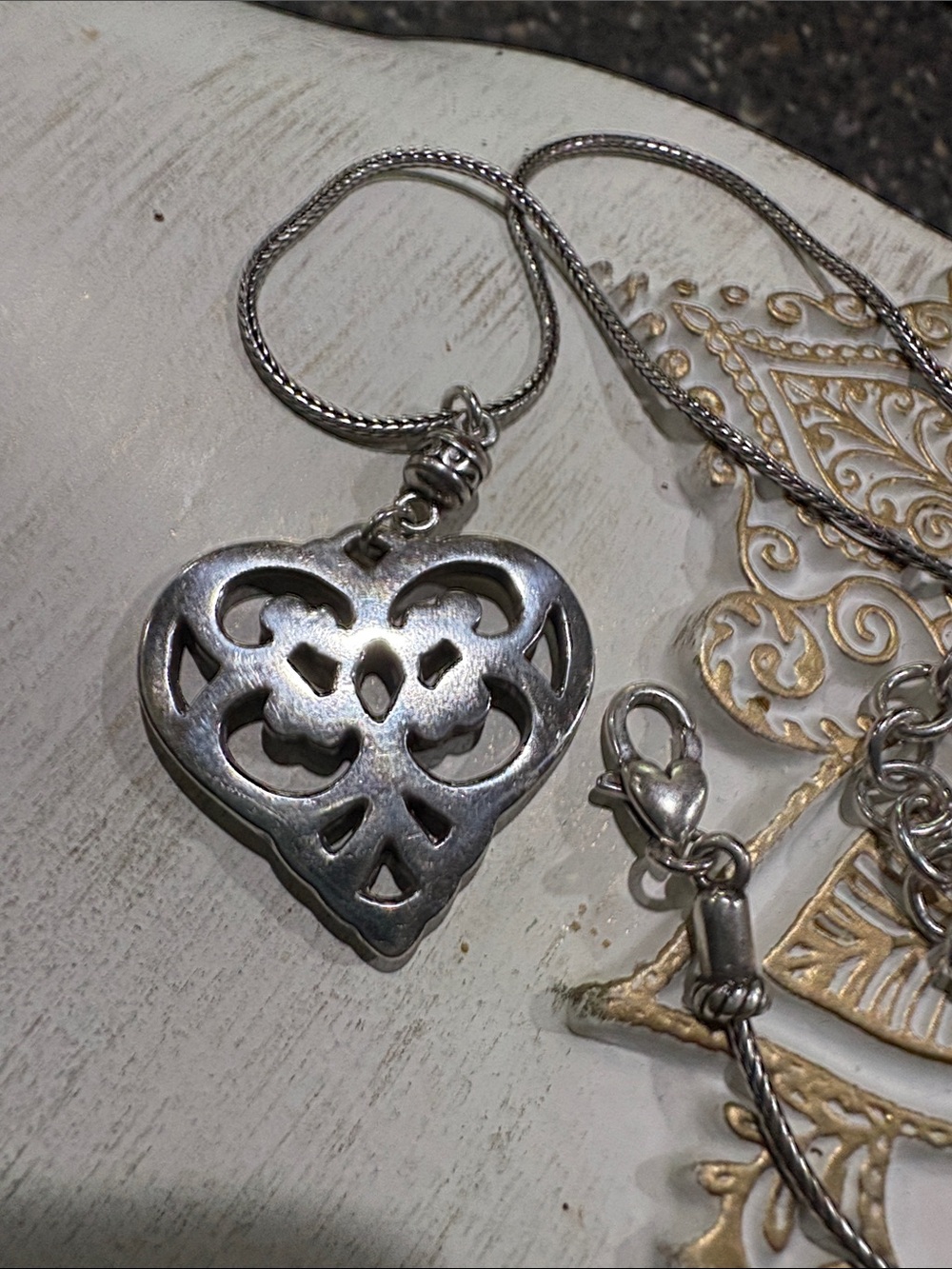 Brighton Silver Heart Filigree Pendant Necklace